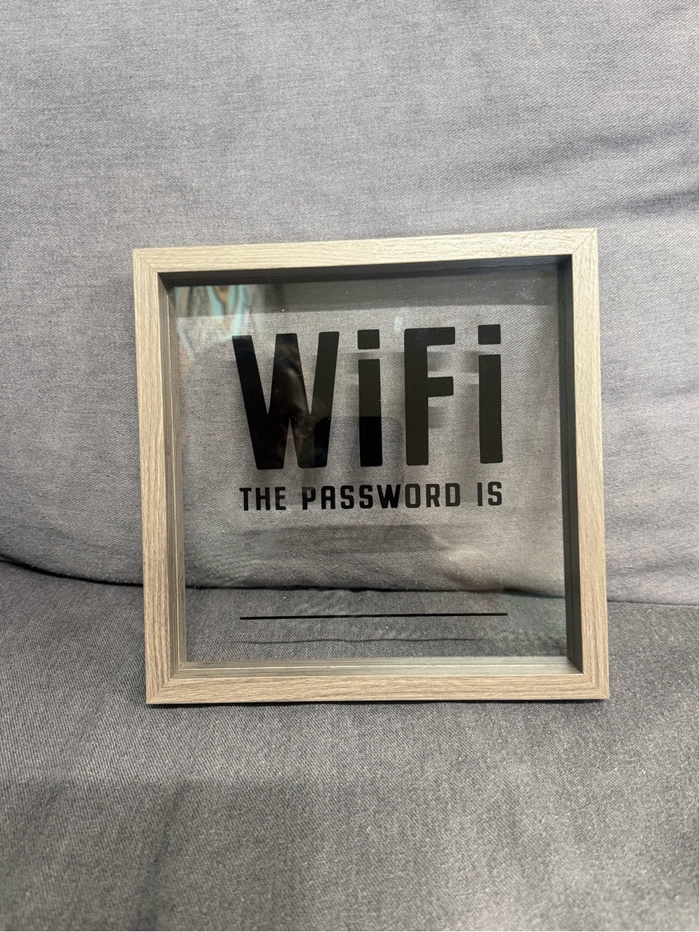 WiFi Password Sign - Black Text on Light Wood Frame